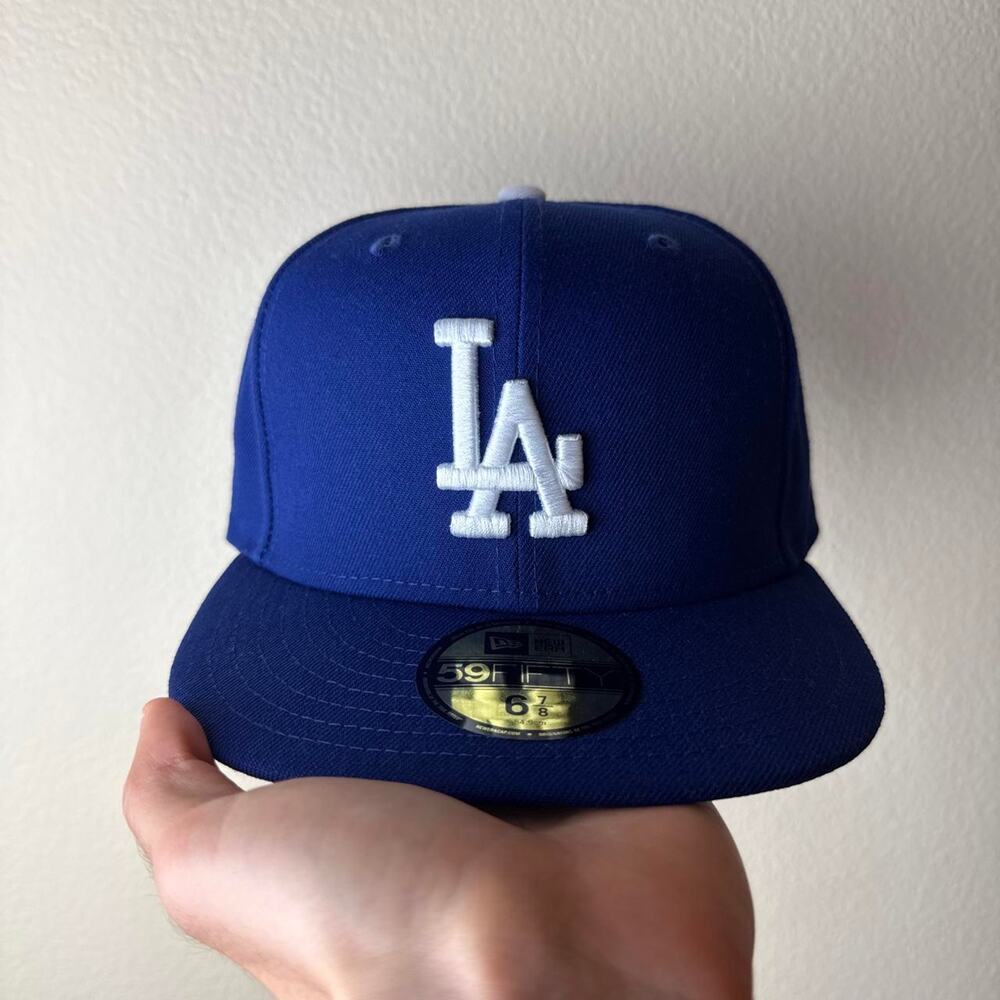 New Era LA Dodgers Blue Fitted Cap with White LA Logo